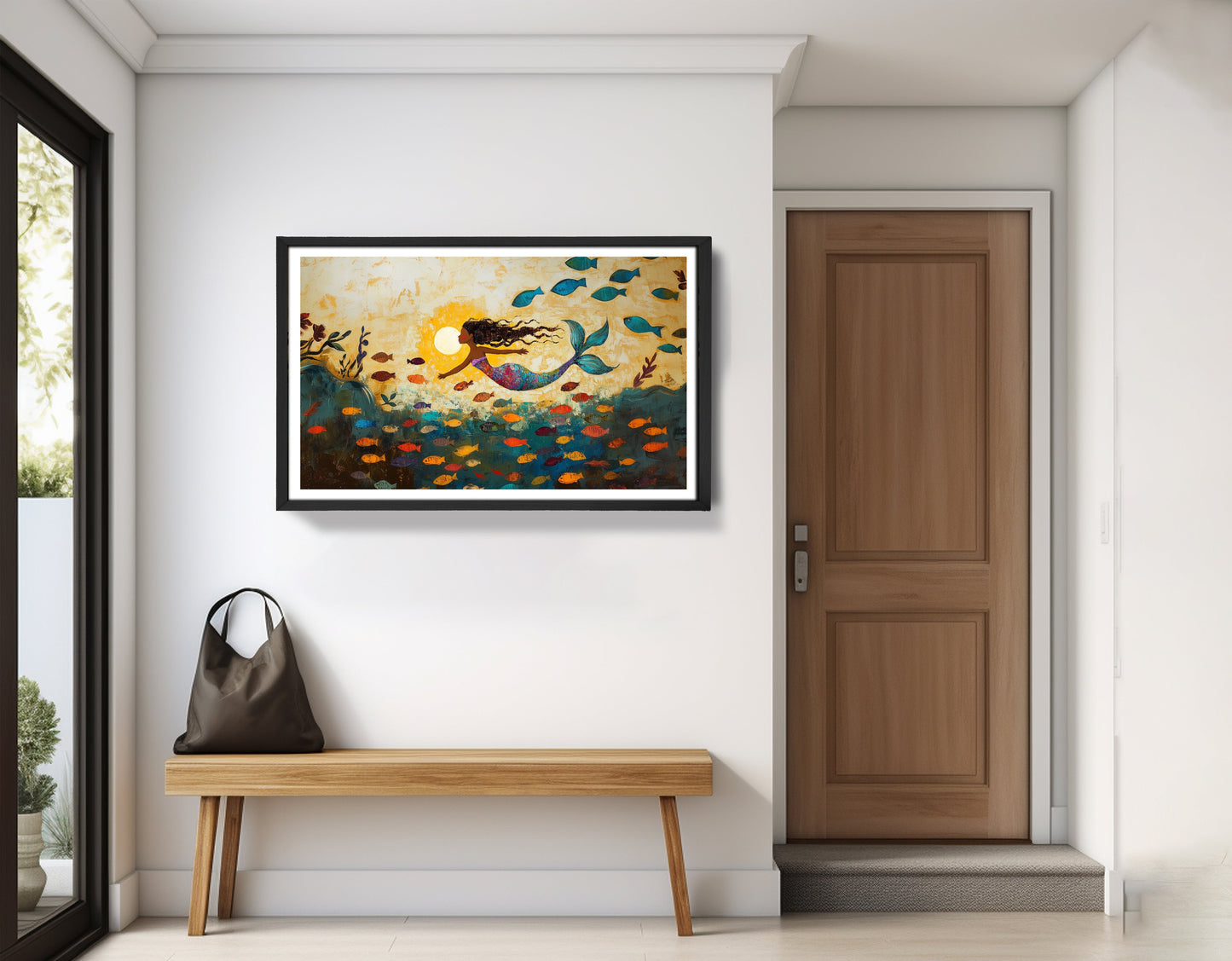 Black Mermaid Ocean Sunset Caribbean wall art view 71