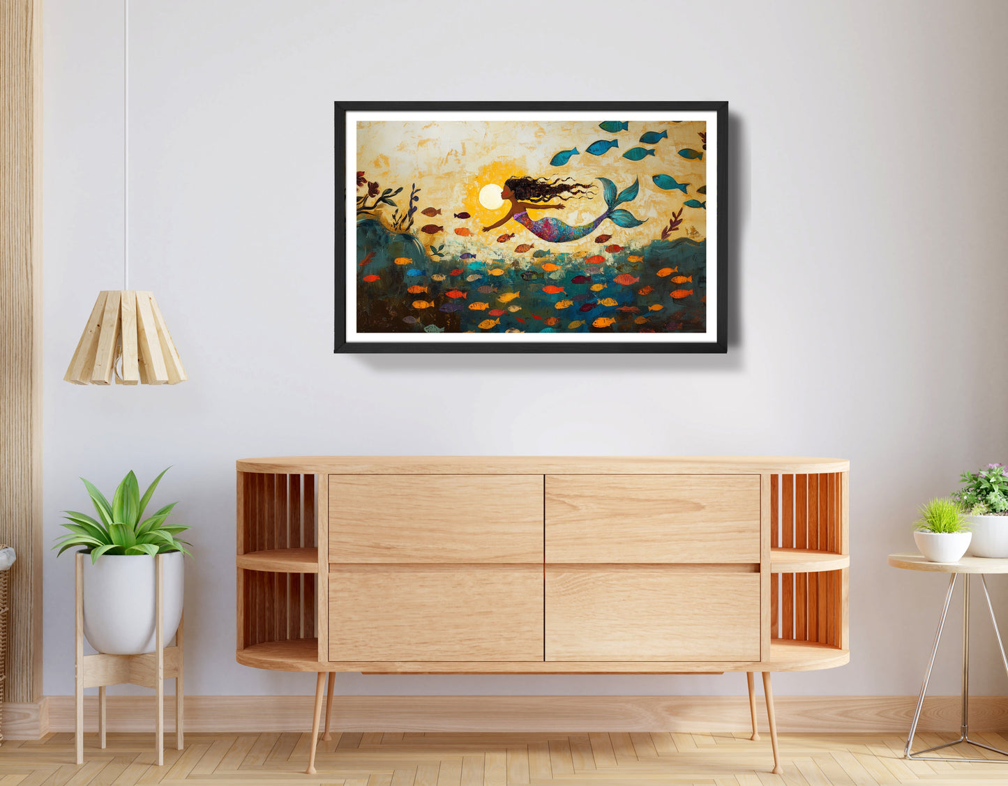 Black Mermaid Ocean Sunset Caribbean wall art view 68