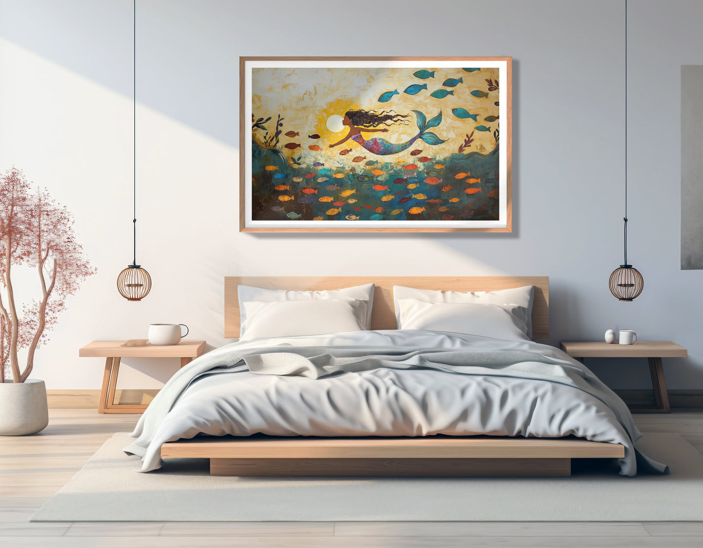 Black Mermaid Ocean Sunset Caribbean wall art view 81