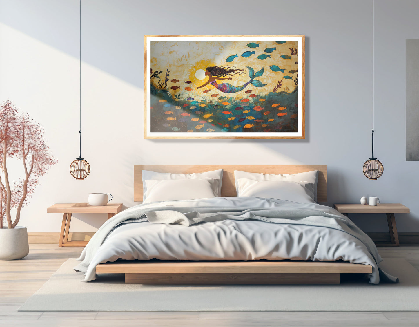 Black Mermaid Ocean Sunset Caribbean wall art view 75