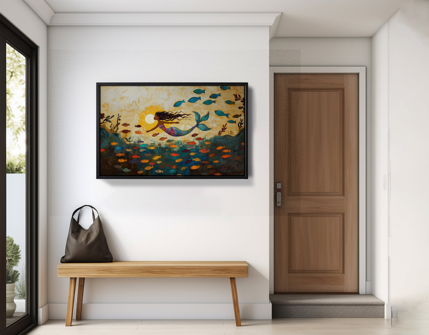Black Mermaid Ocean Sunset Caribbean wall art view 29