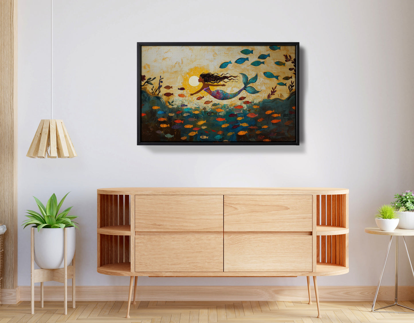 Black Mermaid Ocean Sunset Caribbean wall art view 26