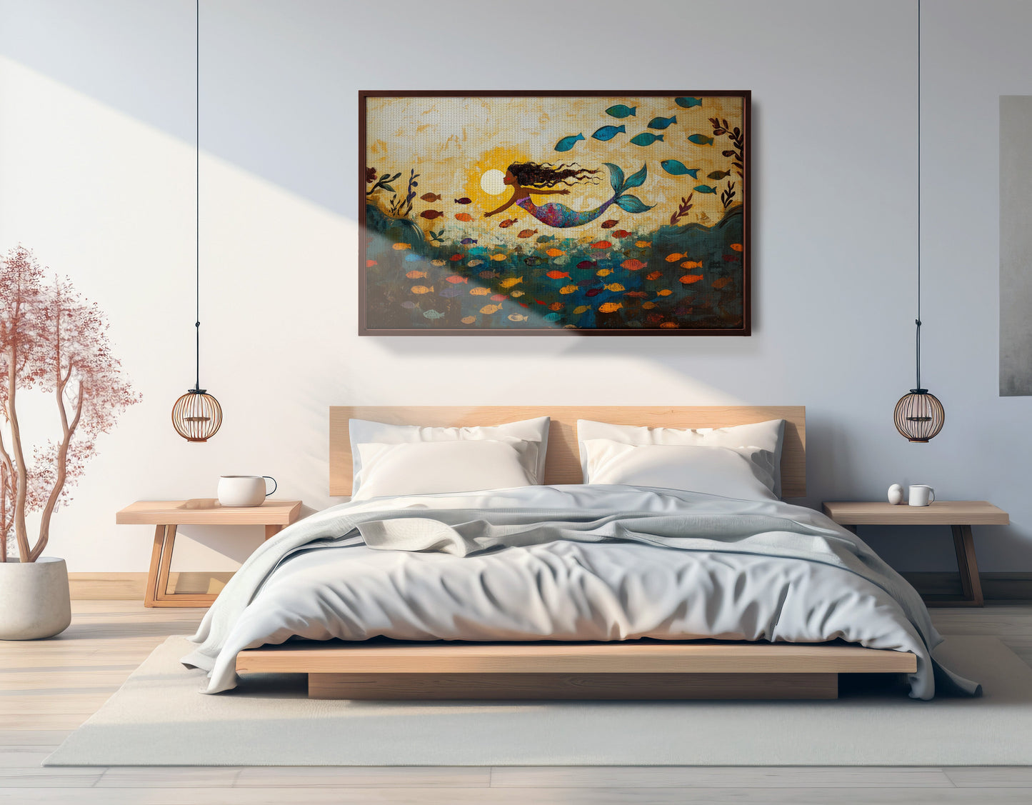 Black Mermaid Ocean Sunset Caribbean wall art view 33