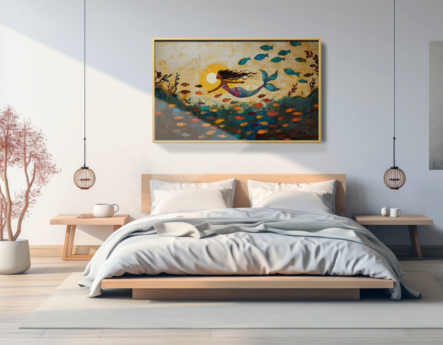 Black Mermaid Ocean Sunset Caribbean wall art view 39