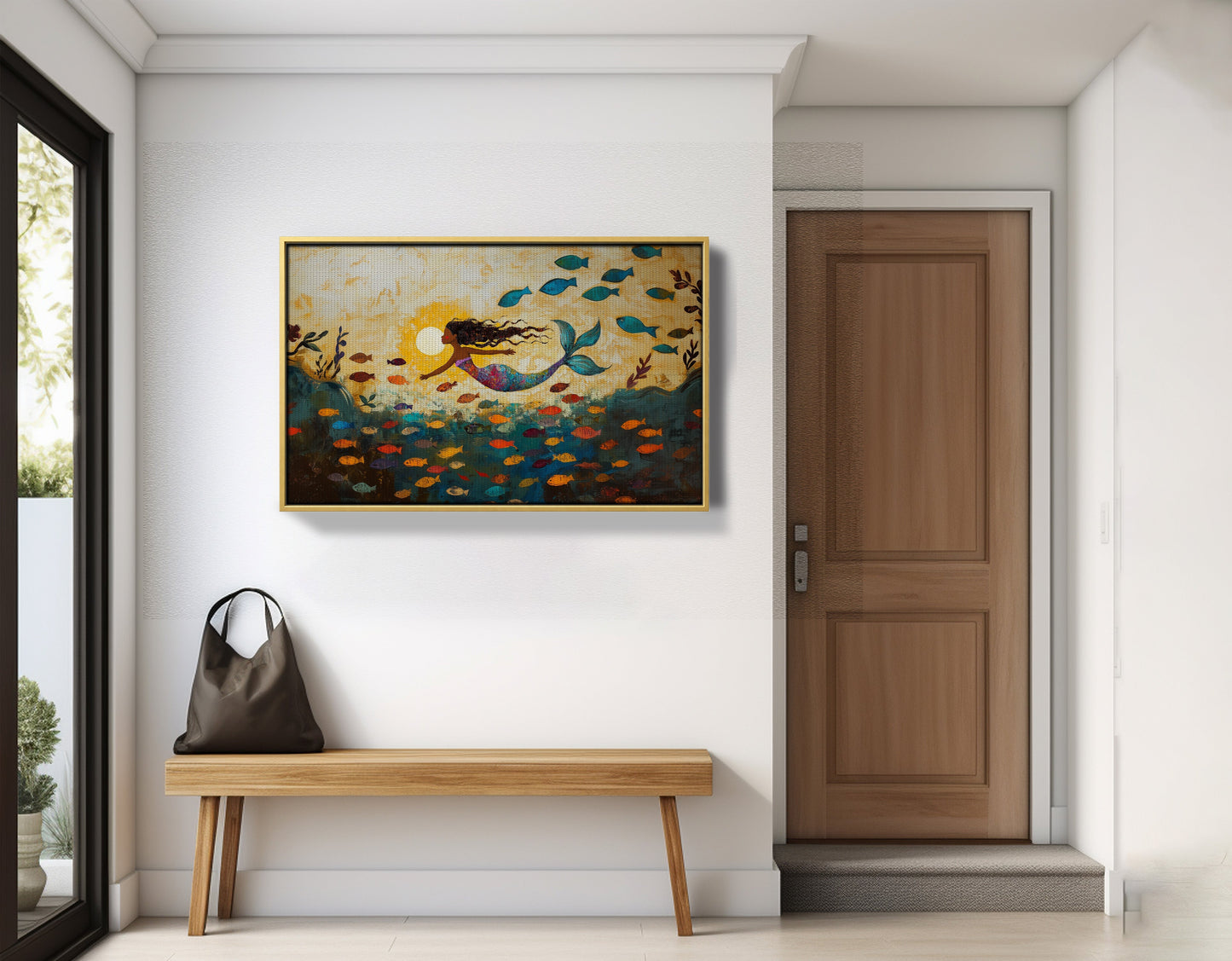 Black Mermaid Ocean Sunset Caribbean wall art view 41