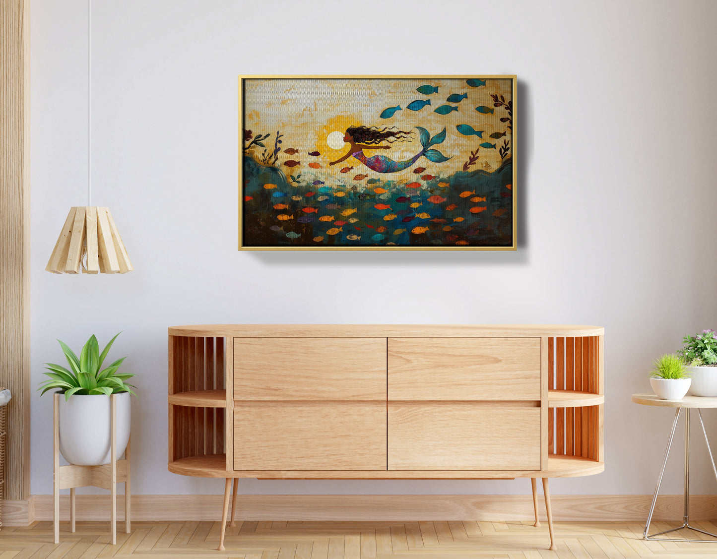 Black Mermaid Ocean Sunset Caribbean wall art view 38