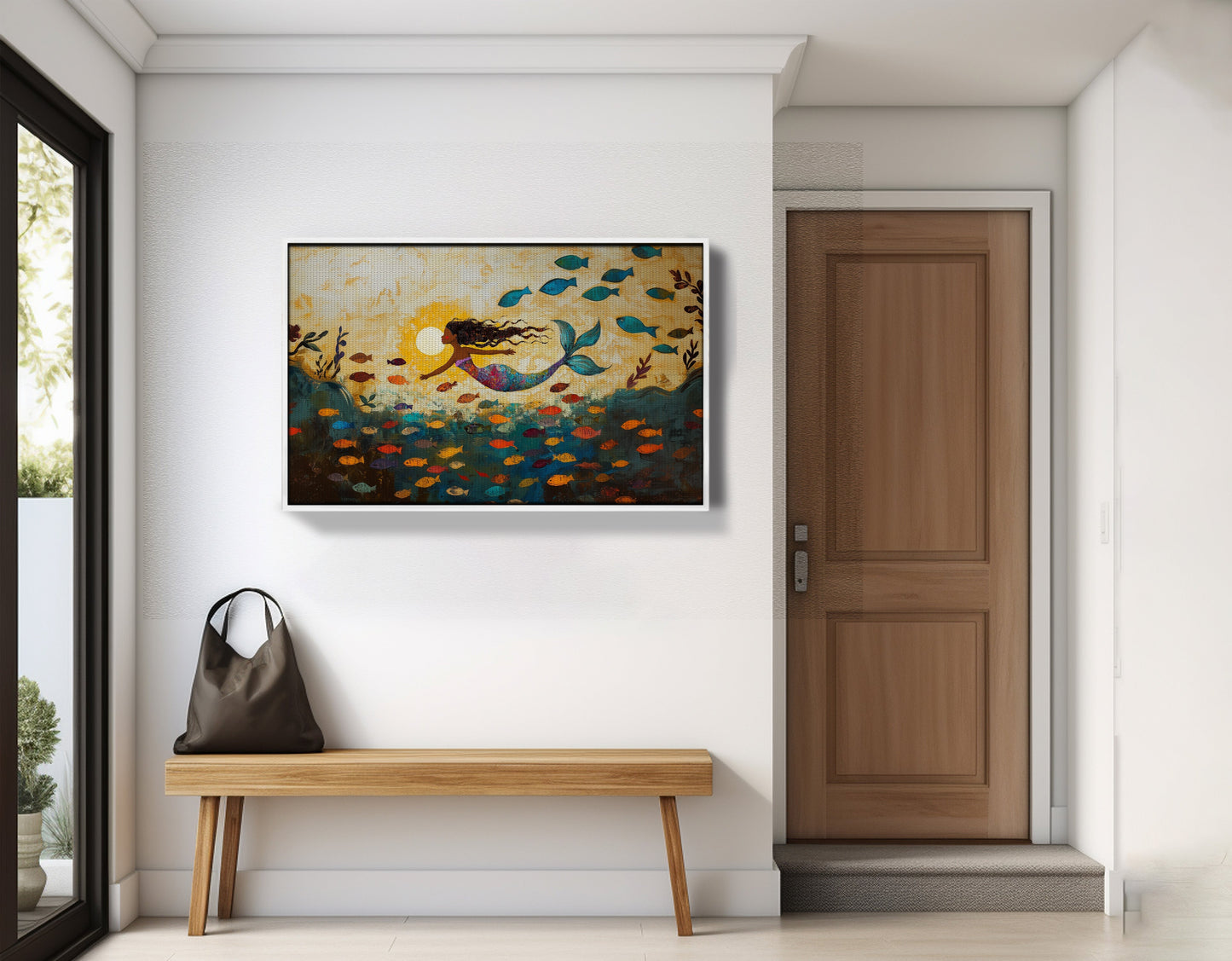 Black Mermaid Ocean Sunset Caribbean wall art view 65