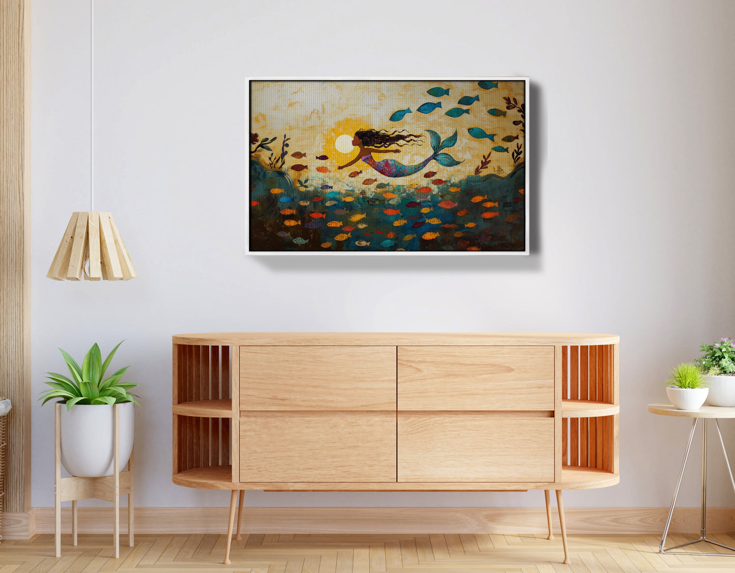 Black Mermaid Ocean Sunset Caribbean wall art view 62
