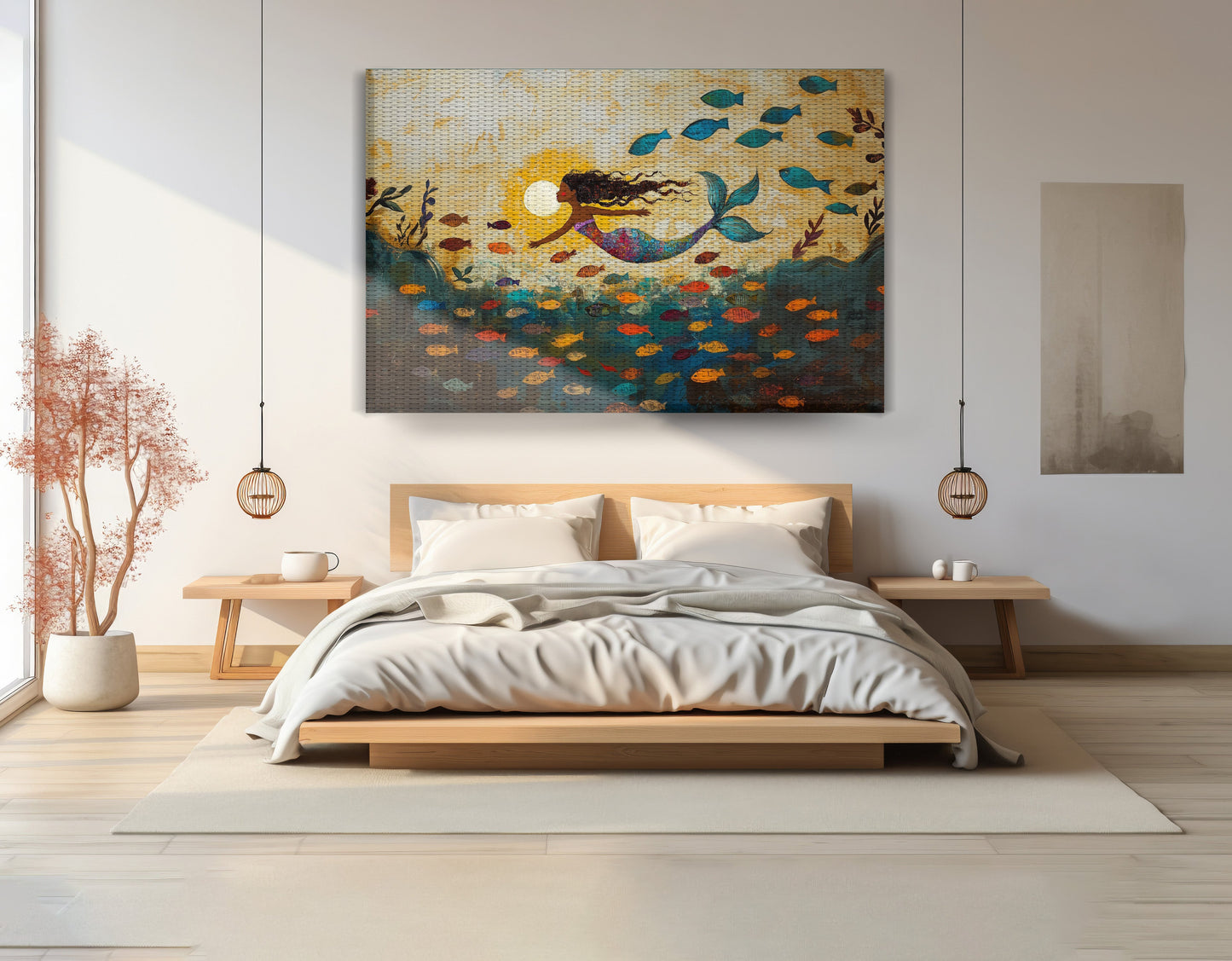 Black Mermaid Ocean Sunset Caribbean wall art view 15