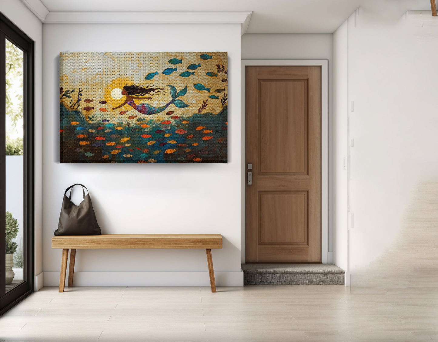 Black Mermaid Ocean Sunset Caribbean wall art view 17