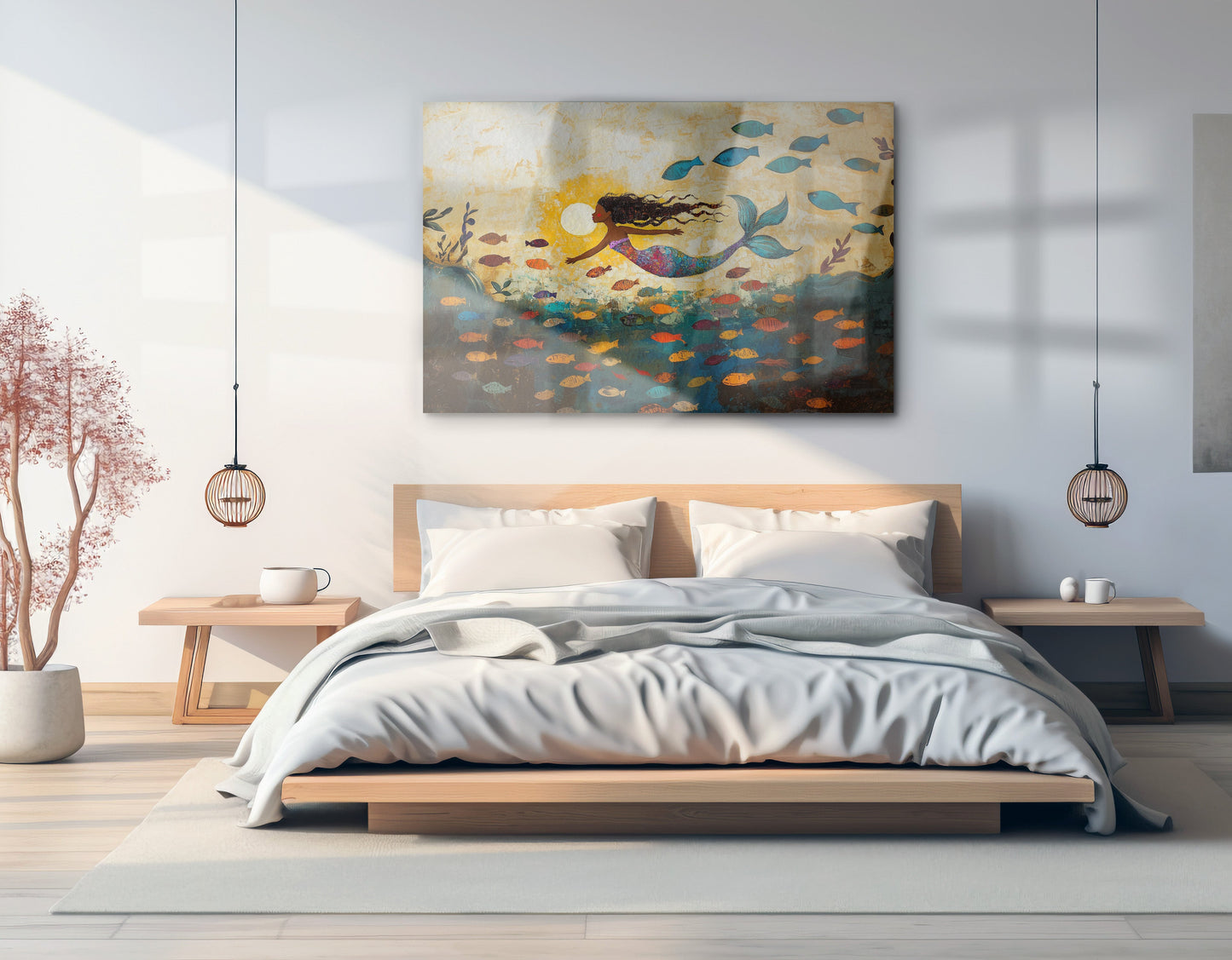 Black Mermaid Ocean Sunset Caribbean wall art view 21