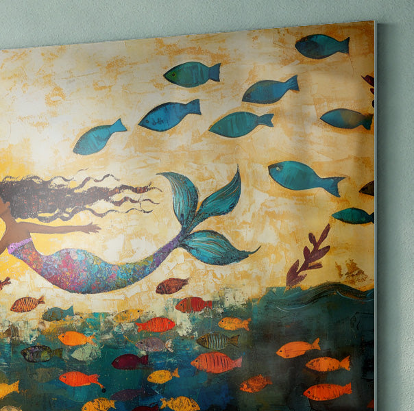 Black Mermaid Ocean Sunset Caribbean wall art view 22