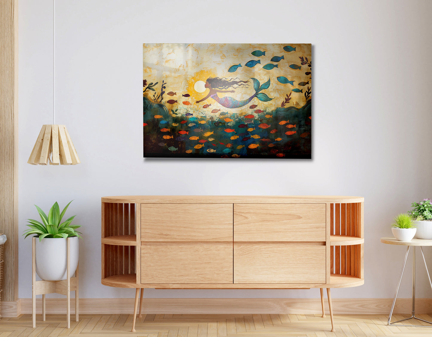 Black Mermaid Ocean Sunset Caribbean wall art view 20