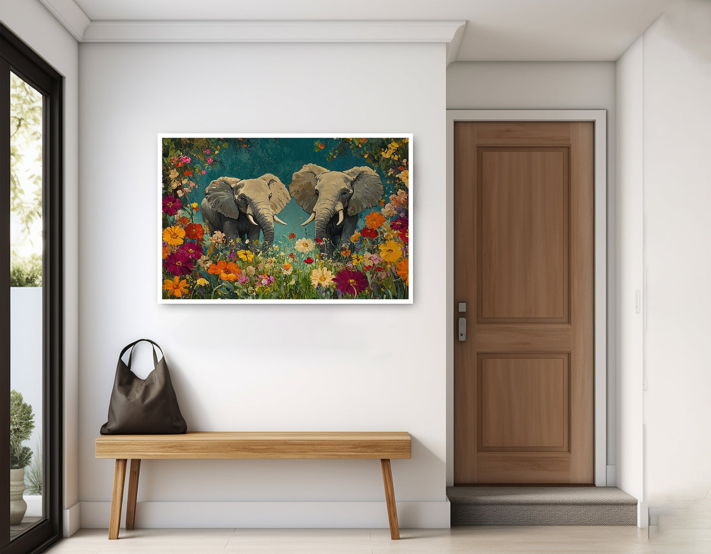 Elephant Pair Floral African American canvas print home decor view