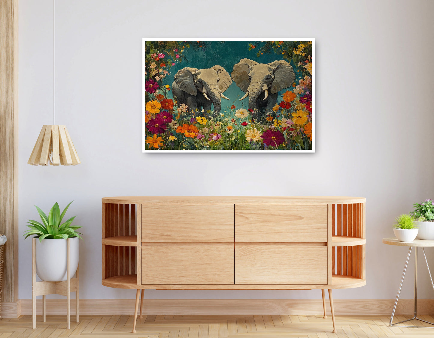 Alternate view of Elephant Pair Floral African American canvas print