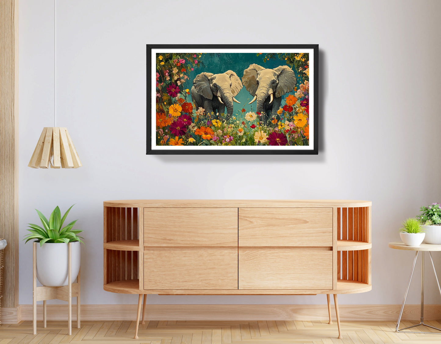 Elephant Pair Floral African American canvas print view 68