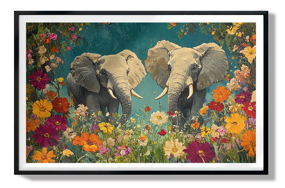 Elephant Pair Floral African American canvas print view 67