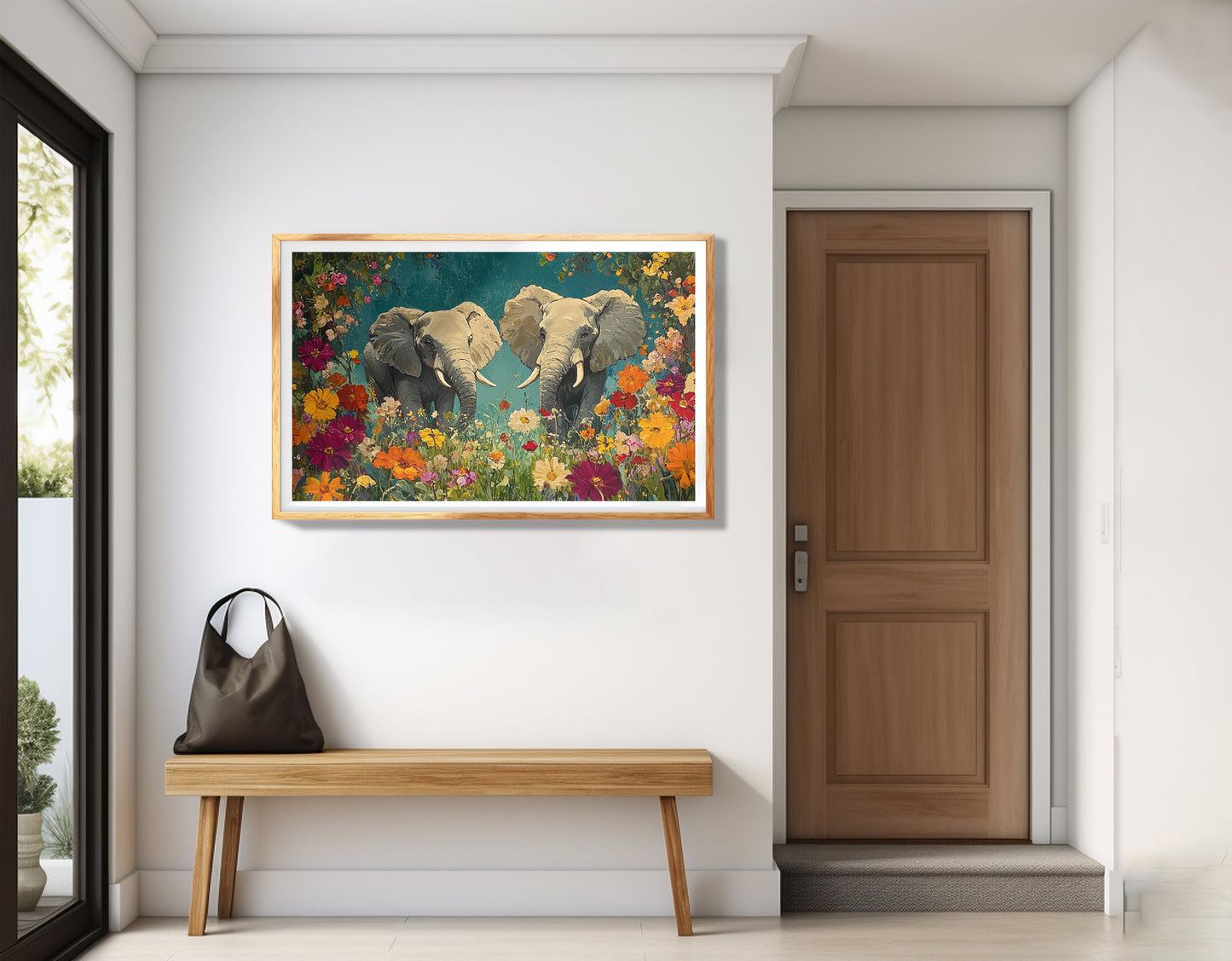 Elephant Pair Floral African American canvas print view 77