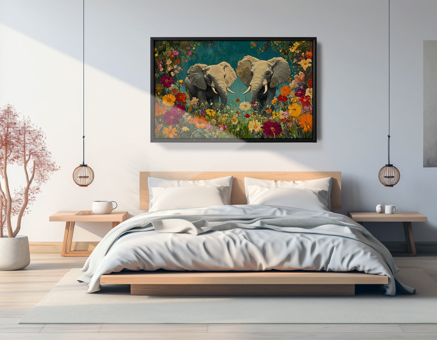 Elephant Pair Floral African American canvas print view 27