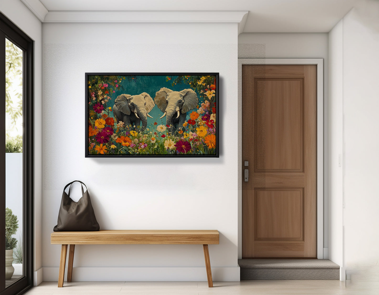 Elephant Pair Floral African American canvas print view 29
