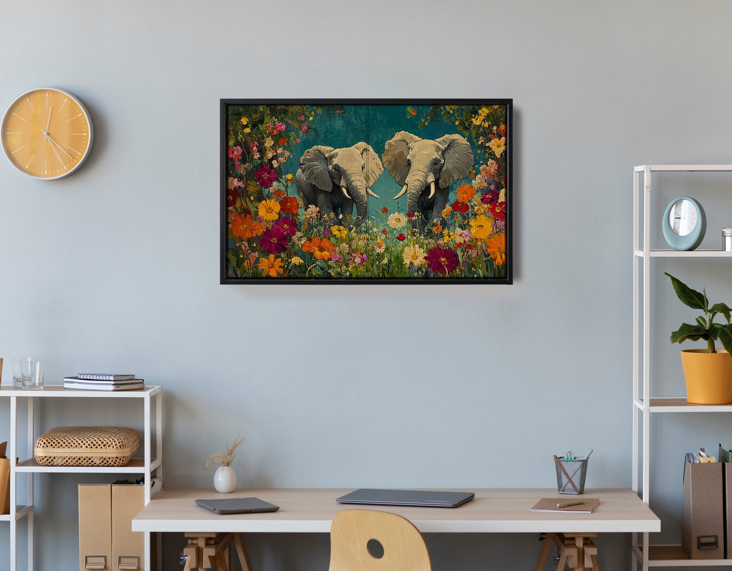 Elephant Pair Floral African American canvas print view 30