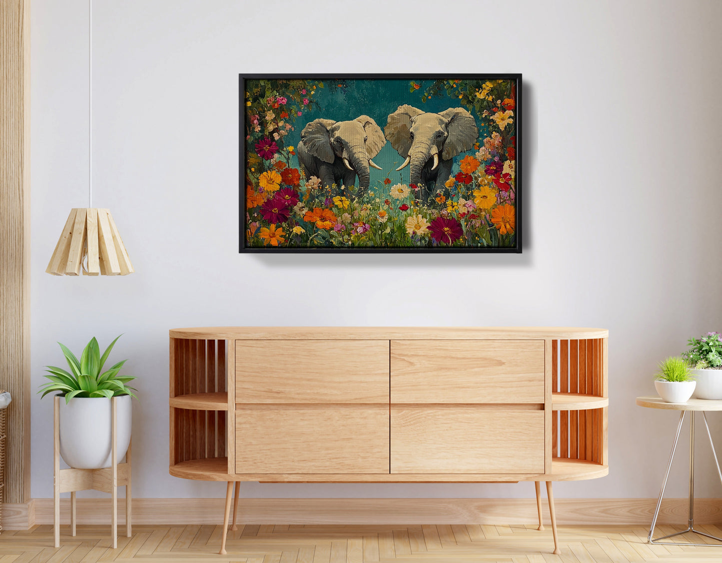 Elephant Pair Floral African American canvas print view 26