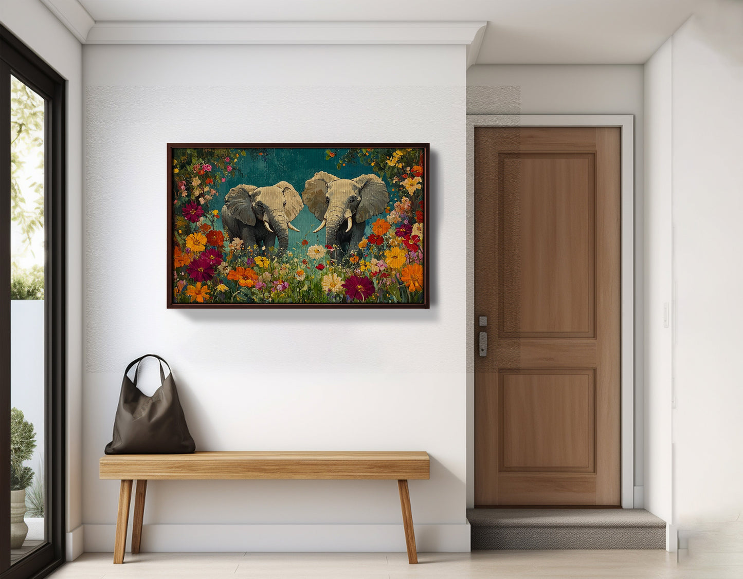 Elephant Pair Floral African American canvas print view 35