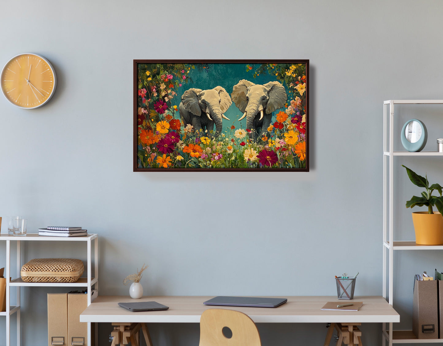 Elephant Pair Floral African American canvas print view 36