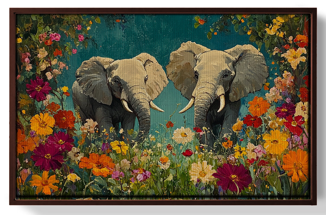 Elephant Pair Floral African American canvas print view 31