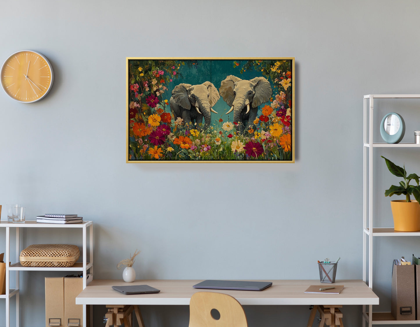 Elephant Pair Floral African American canvas print view 42