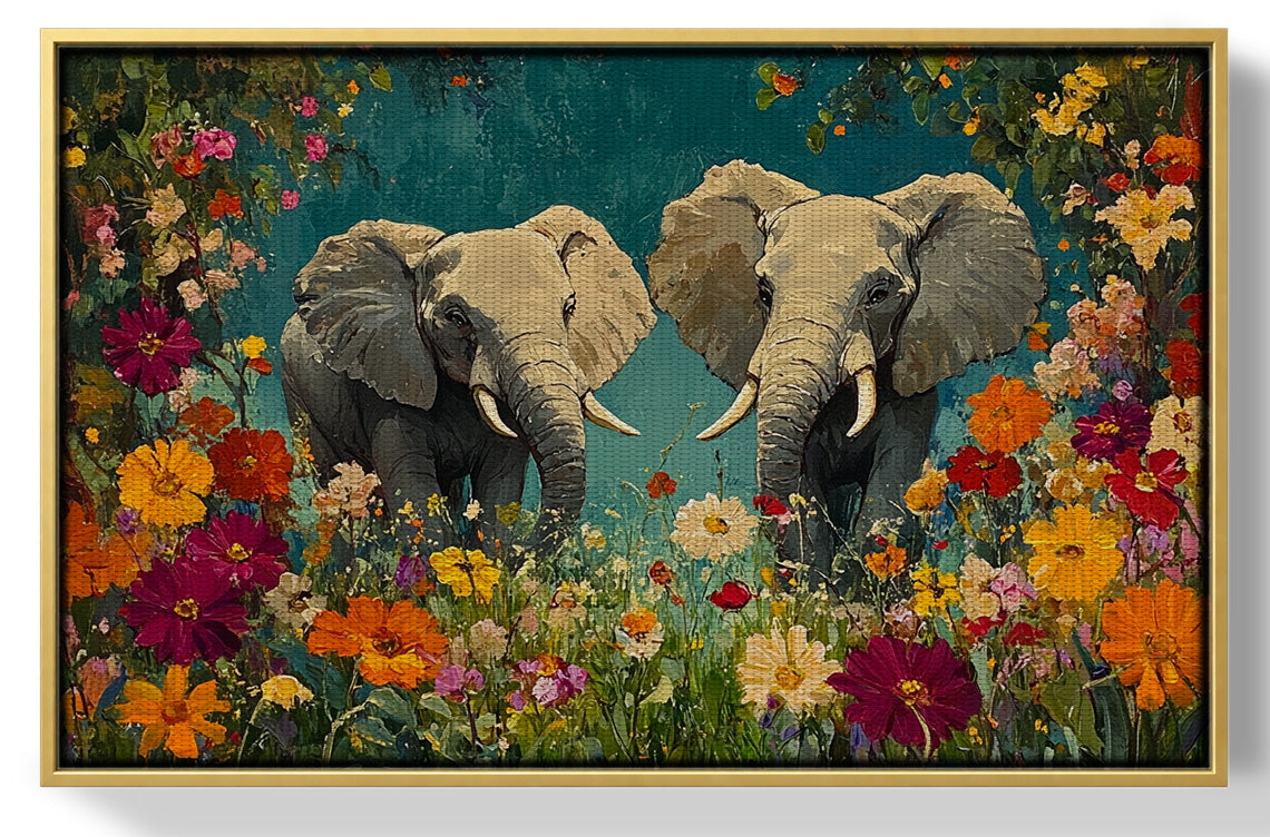 Elephant Pair Floral African American canvas print view 37