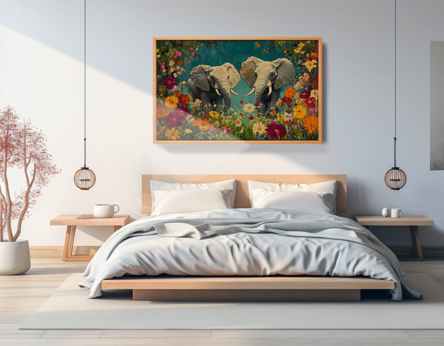 Elephant Pair Floral African American canvas print view 45