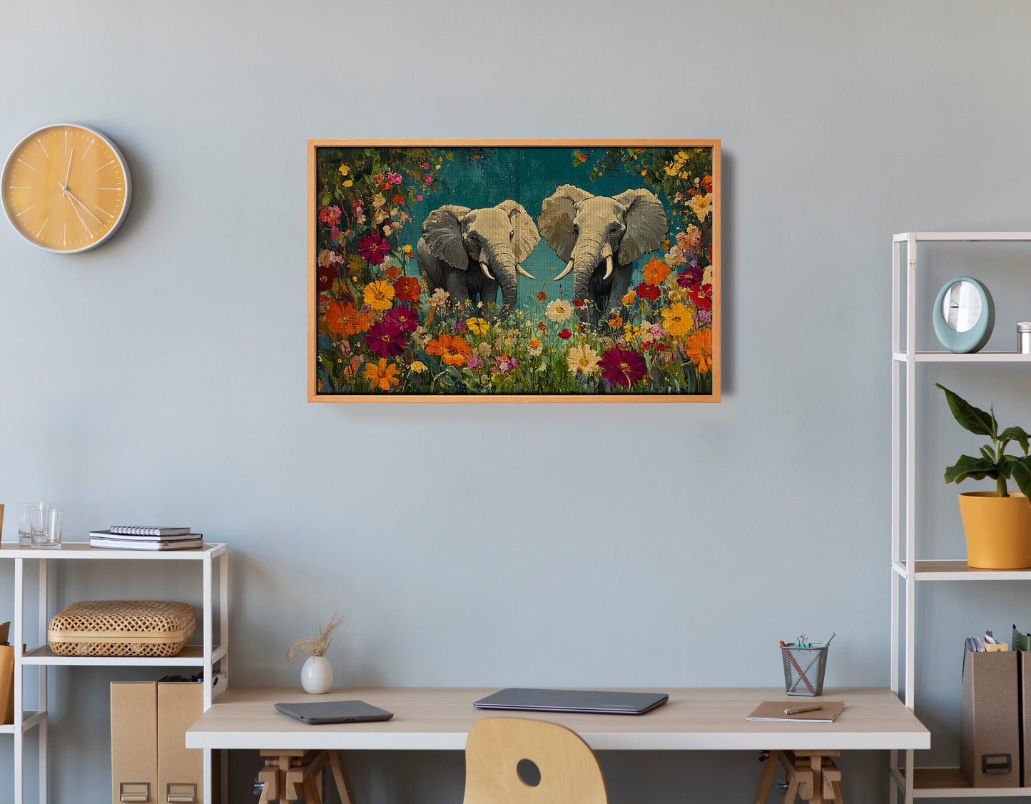 Elephant Pair Floral African American canvas print view 48