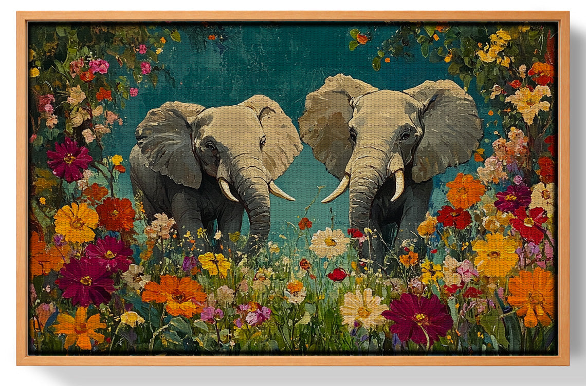 Elephant Pair Floral African American canvas print view 43
