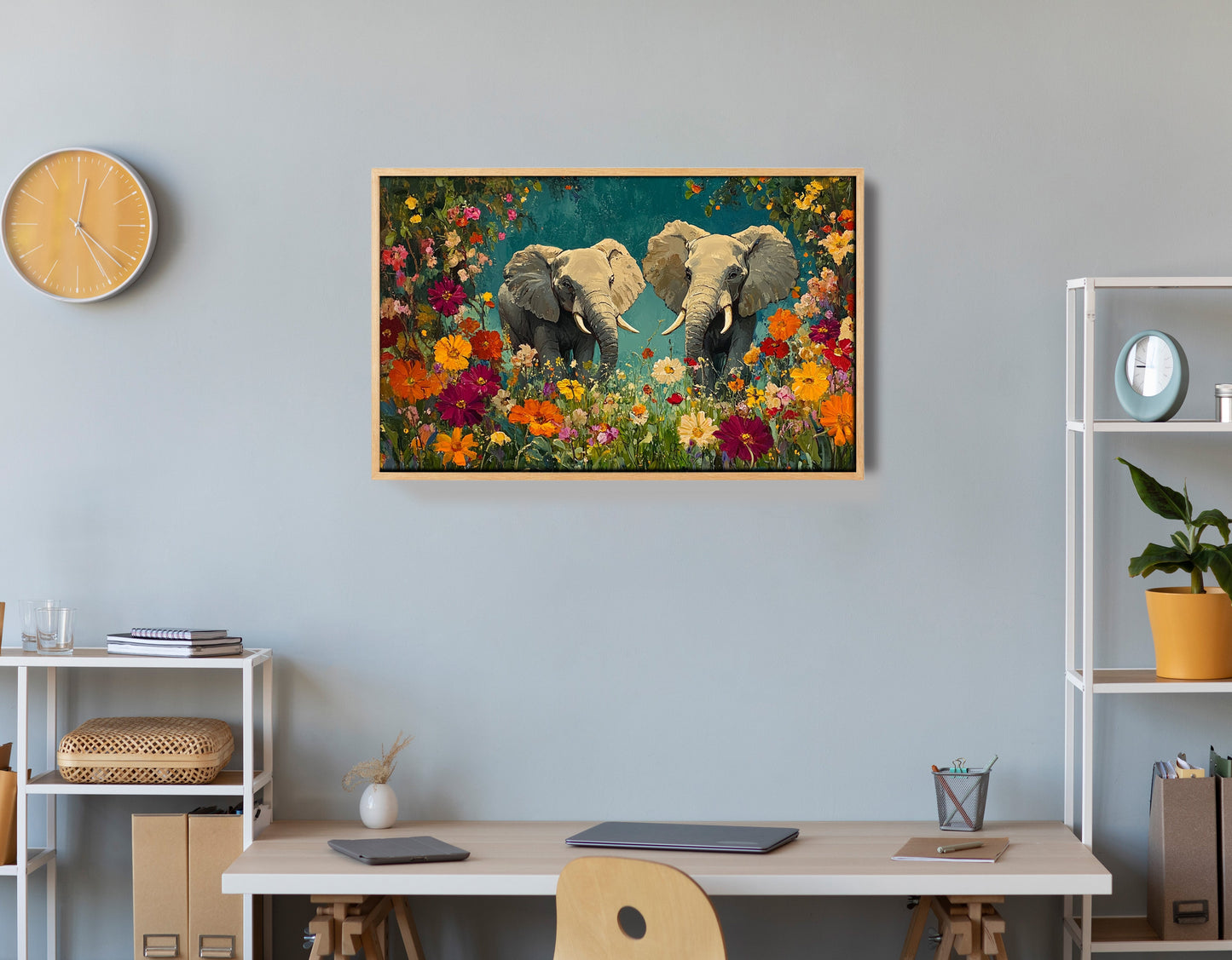 Elephant Pair Floral African American canvas print view 54