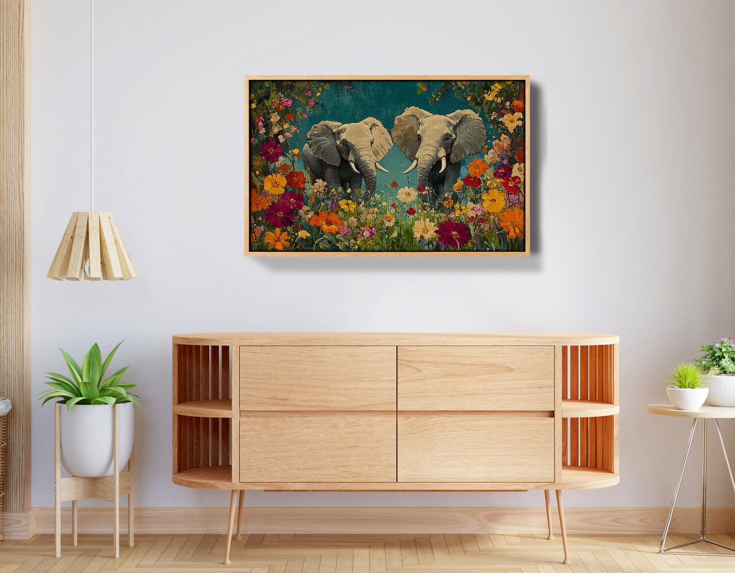 Elephant Pair Floral African American canvas print view 50