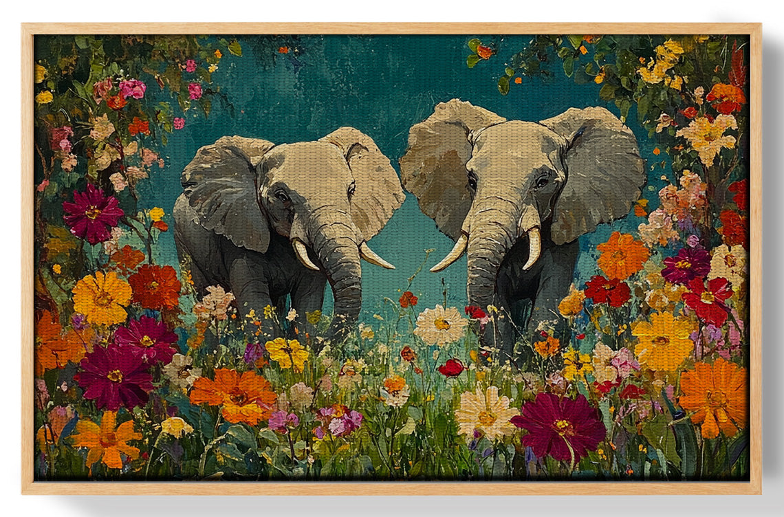 Elephant Pair Floral African American canvas print view 49