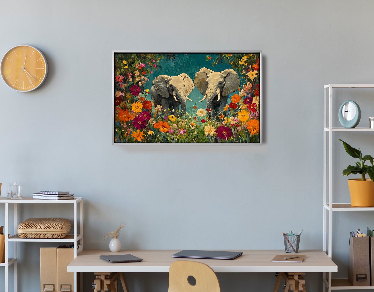 Elephant Pair Floral African American canvas print view 60