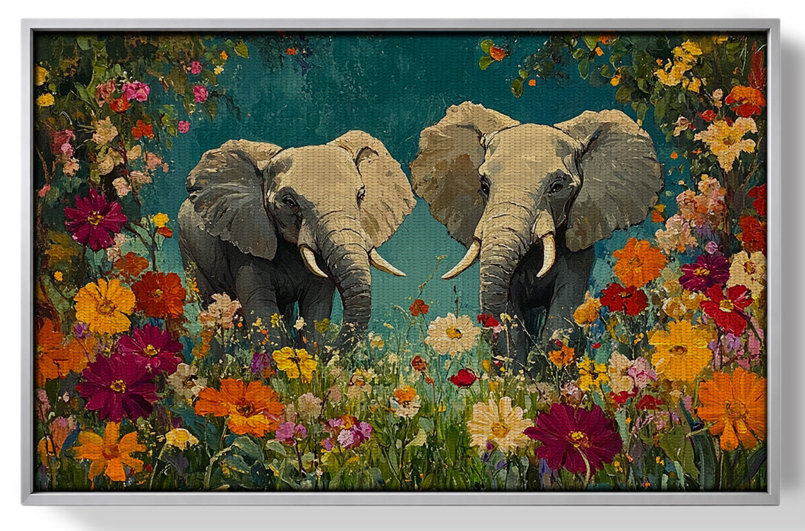 Elephant Pair Floral African American canvas print view 55