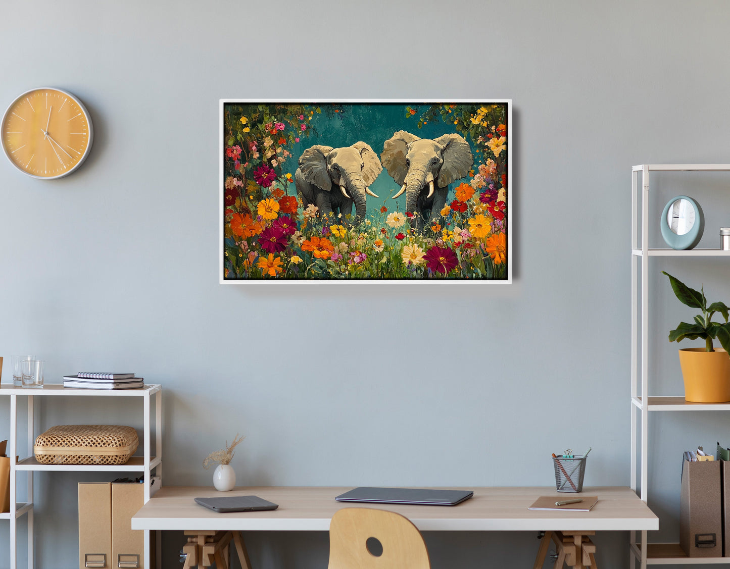 Elephant Pair Floral African American canvas print view 66