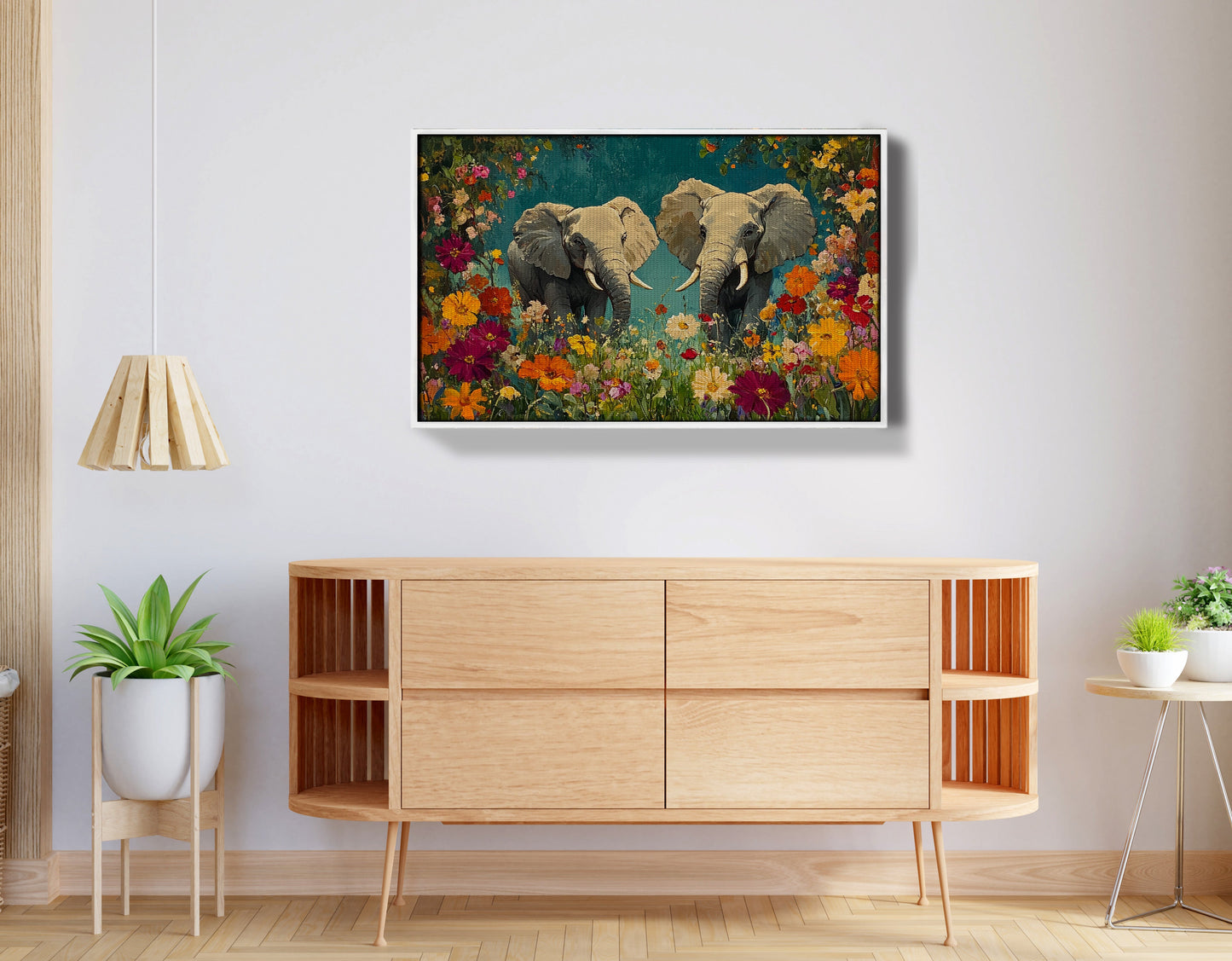 Elephant Pair Floral African American canvas print view 62