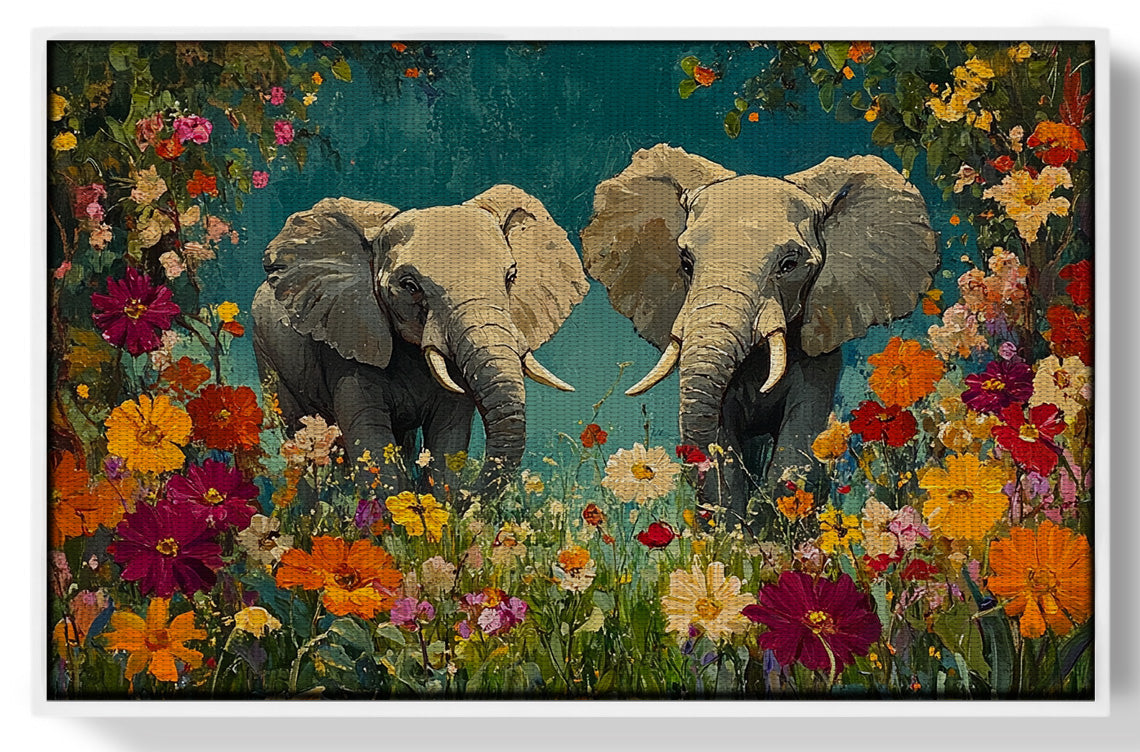 Elephant Pair Floral African American canvas print view 61
