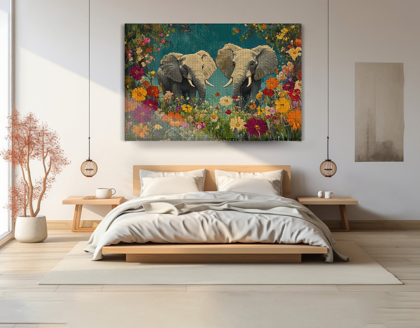Elephant Pair Floral African American canvas print view 15