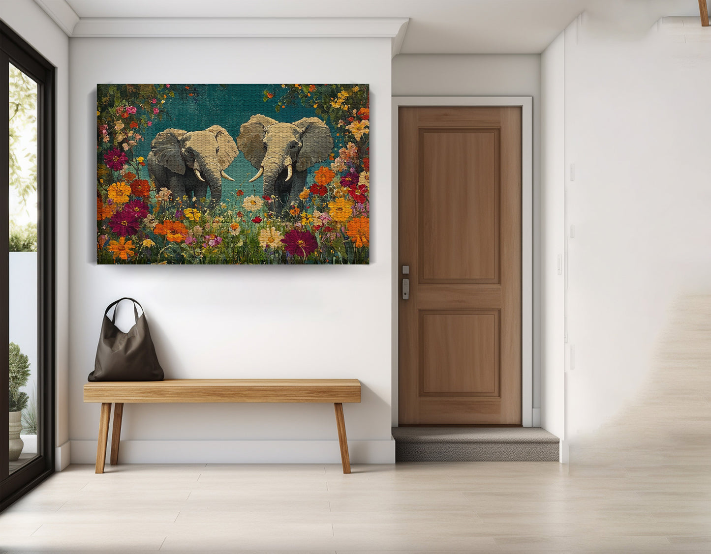 Elephant Pair Floral African American canvas print view 17