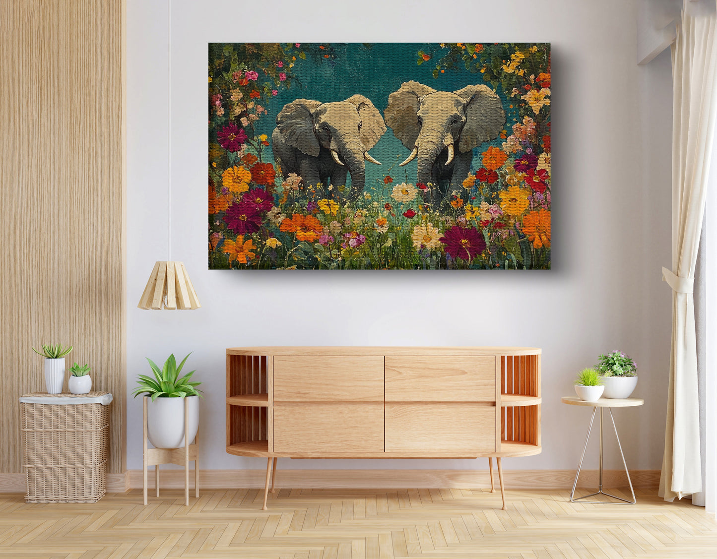 Elephant Pair Floral African American canvas print view 14