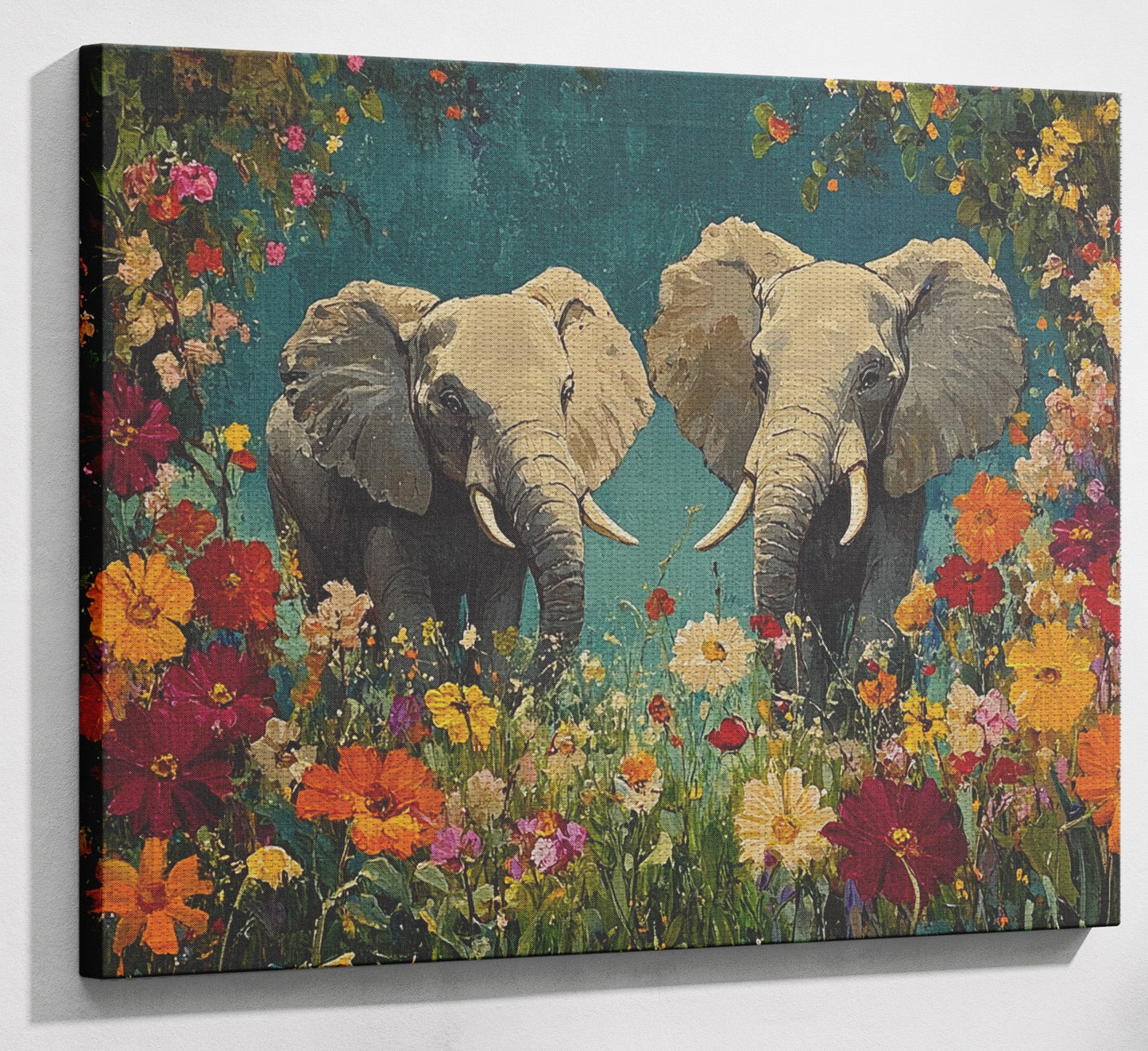 Elephant Pair Floral African American canvas print view 13