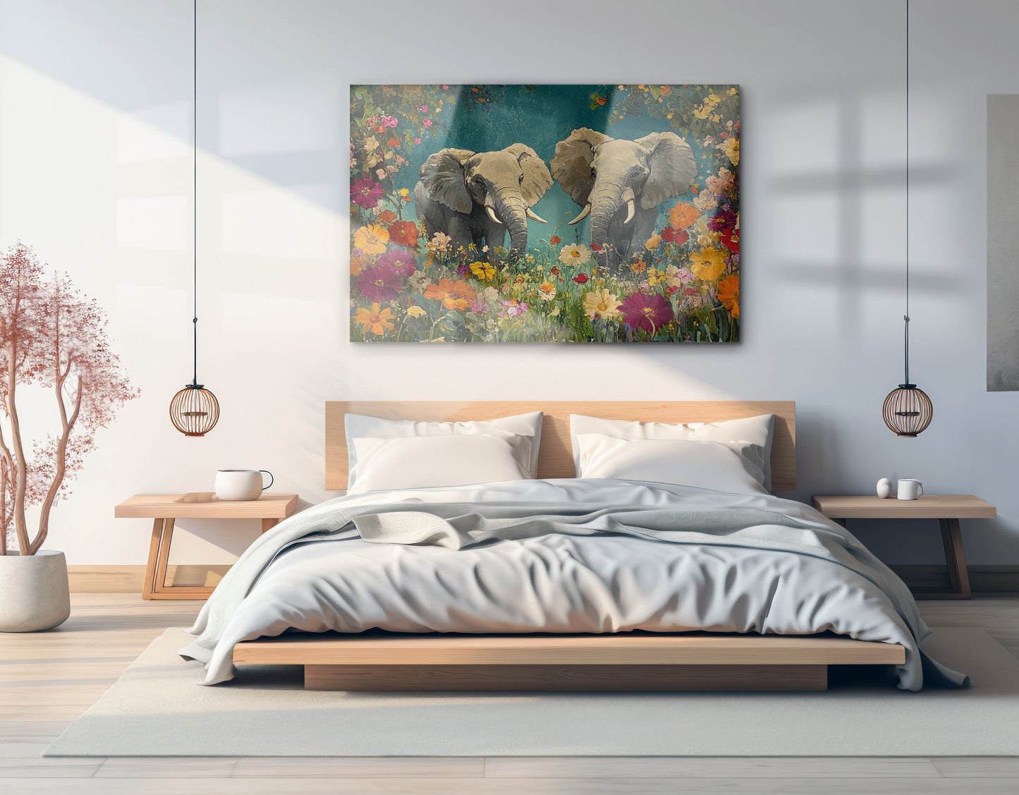 Elephant Pair Floral African American canvas print view 21
