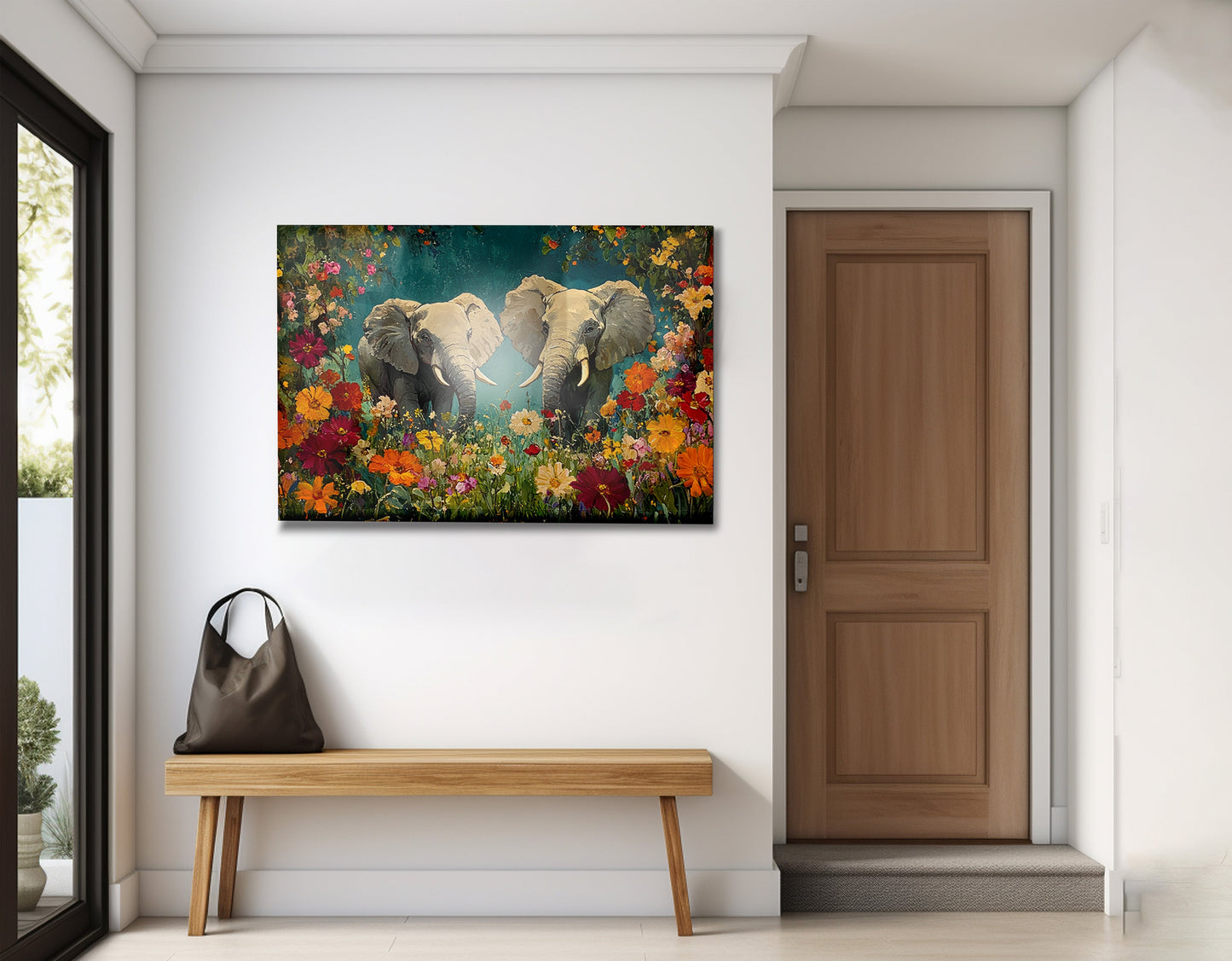 Elephant Pair Floral African American canvas print view 23