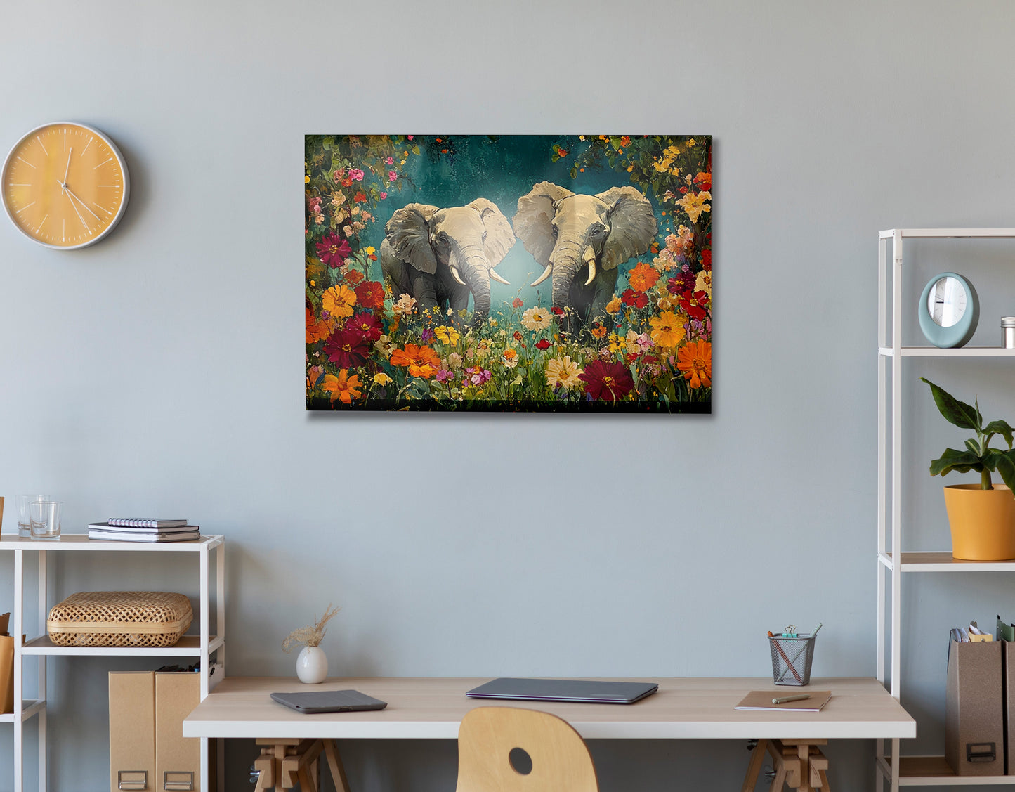 Elephant Pair Floral African American canvas print view 24