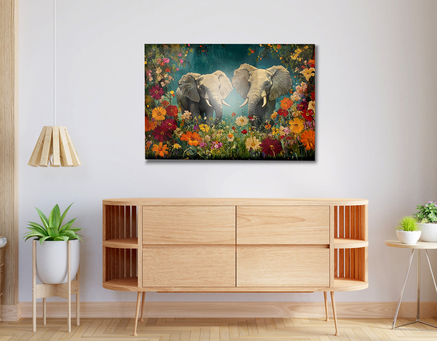 Elephant Pair Floral African American canvas print view 20